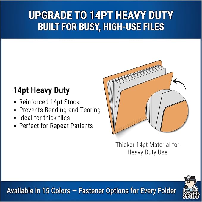 Goldenrod File Folders, Doctor Stuff, Letter Size Reinforced End Tab Folder with 2" Bonded Fastener on Inside Back, 14 pt Stock, Box of 50 - Image 4