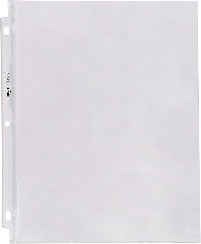 Amazon Basics Sheet Protectors for 3 Ring Binder, Lightweight, Acid-Free, Clear Plastic Sleeves, Letter Size, 8.5 x 11 Inch, 100-Pack - Image 2