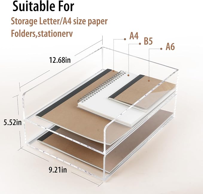 4 Pack Acrylic Paper Tray Organizer for Desk Clear File Organizer,Acrylic Desk Organizers and Accessories Sorter,Perfect for File Paper, Ipad, Letter, A4 Office File, Books, Notes.(Vertical) - Image 3