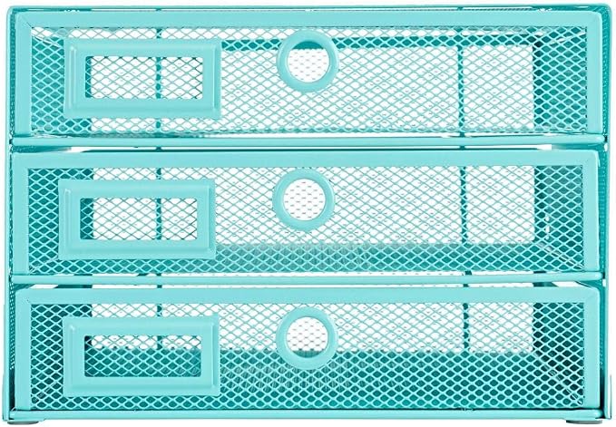 Annova Desk Organizer Wire Mesh 3 Tier Sliding Drawers Paper Sorter/Multifunctional/Premium Solid Construction for Letters, Documents, Mail, Files, Paper, Kids' Art Supplies (Turquoise) - Image 6