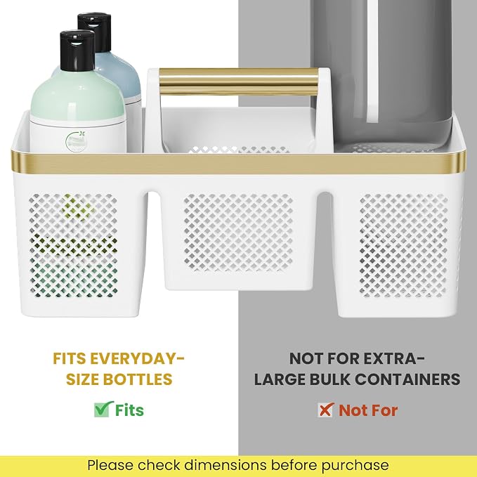 BYUNER Portable Cleaning Caddy & Shower Basket: Hard Plastic Caddy Organizer with Handle, 4 Divided Compartments, All-Side Drainage for Bathroom, Dorm & Utility, College Dorm Room Essentials - Image 7