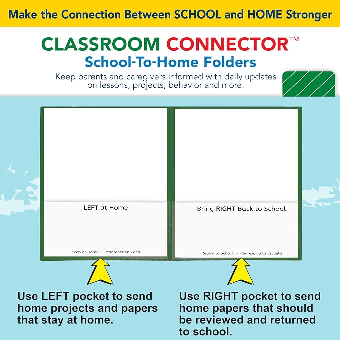 C-Line Classroom Connector School-to-Home Folders, Green, 25 per Box (32003) - Image 5