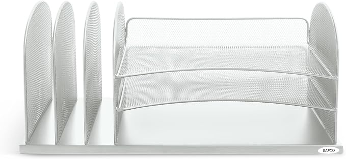 Safco Onyx Desk Organizer with 3 Horizontal and 3 Upright Trays, Durable Steel Construction, Silver - Image 2