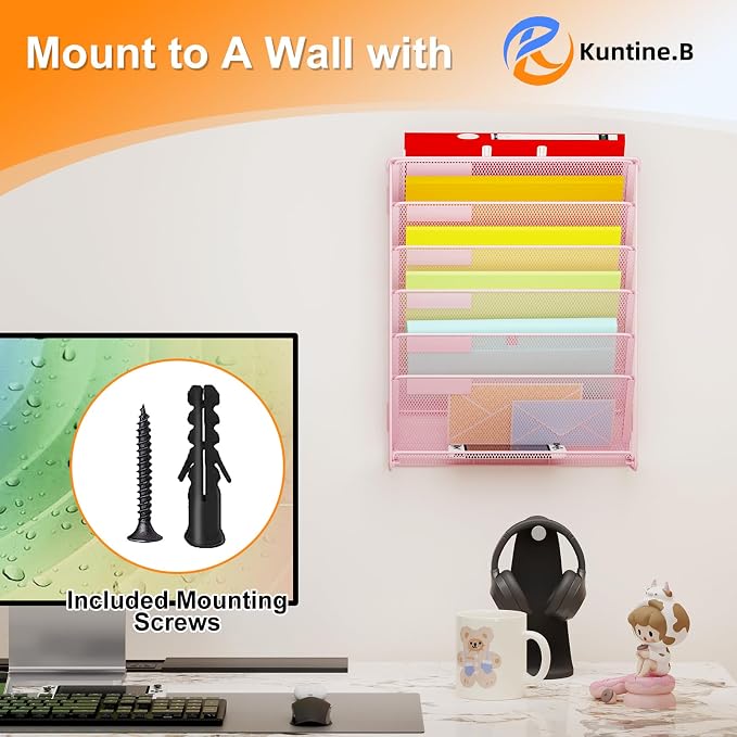 Kuntine.B Wall File Organizer Office Hanging Magazine Holder Wall File Organizer for Office Home - Image 4