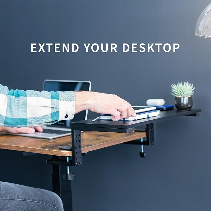 VIVO Clamp-on 22 inch Desk Extension Shelf for Gaming PC, Ergonomic Computer Monitor and Laptop Riser, Printer Stand, Versatile with Freestanding Feet Included, Desktop Organizer, DESK-SHELF22B - Image 4
