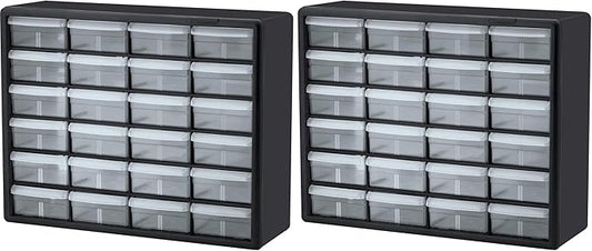 Akro-Mils 24-Drawer Plastic Storage Cabinet | 20" W x 6" D x 16" H | Black | Model 10124 | Garage Organization by Akro-Mils