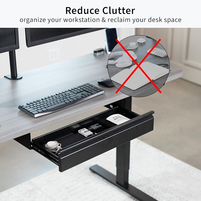 VIVO Black 22 x 9 inch Under Desk Slide Out Drawer, DESK-AC03A-22B | No Shell, Sturdy Steel Design, Under Desk Storage, Workstation Organizer for Home Office, Holds 11 lbs - Image 7