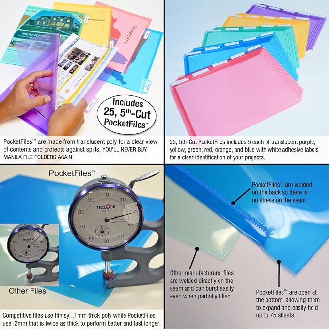 Ultimate Office Step UP File Desktop Organizer Plus 25 Color Poly Folders | Files Your Piles! StationMate Project Manager Keeps 25 of Your Most Important Projects at Your Fingertips and In Clear View - Image 4