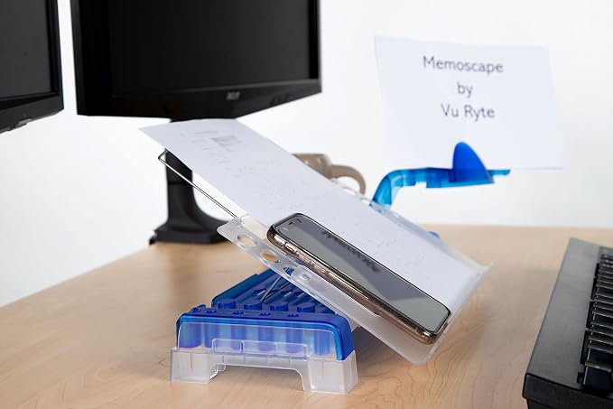 MemoScape Adjustable in-Line Document Holder for Typing | Reduces Neck Strain, Improves Focus, Boosts Desk Organization, and Workflow | Paper Holder Stand for Desk and Home Office - Blue (VUR 3020) - Image 6