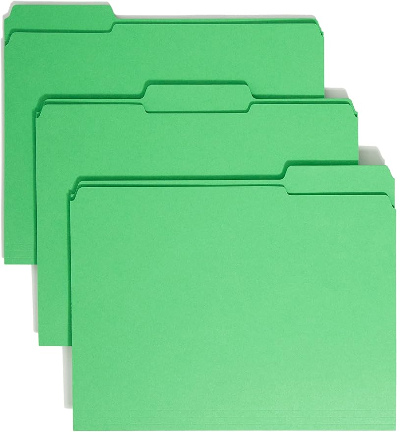 Smead File Folder, Reinforced 1/3-Cut Tab, Letter Size, Green, 100 per Box (12134) by SMEAD
