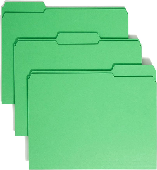 Smead File Folder, Reinforced 1/3-Cut Tab, Letter Size, Green, 100 per Box (12134) by SMEAD