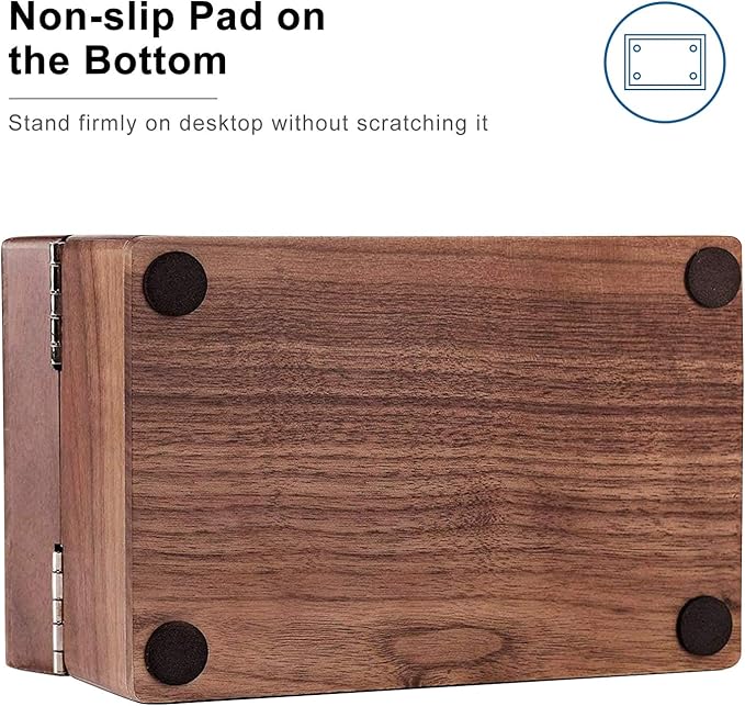MaxGear Walnut Wood Business Card Organizer for 2.2" x 3.5" Cards | Business Card Holder for Desk, Index Cards Box Holds 300 Cards, Includes A-Z Tabs, Desktop Organizers for Office, Home - Image 5