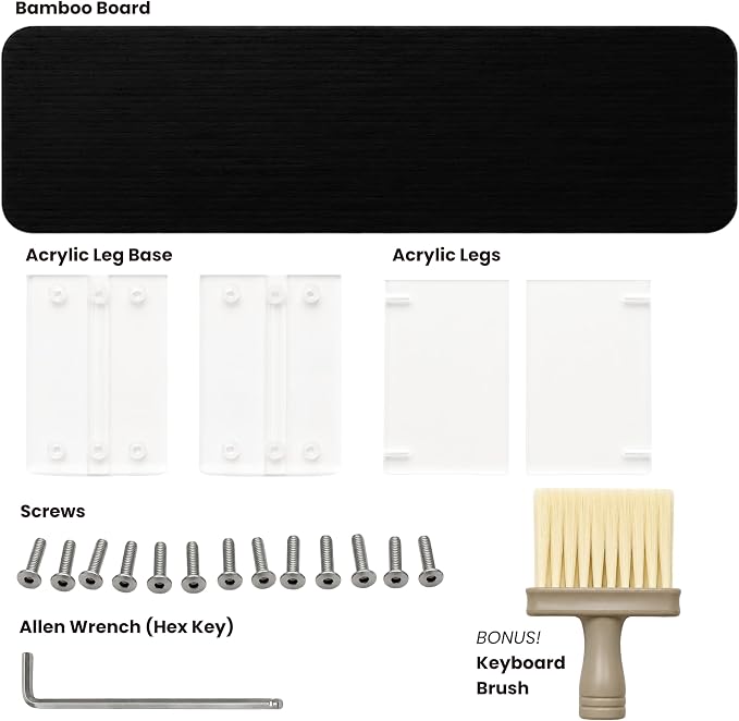 Bamboo Monitor Riser, Wide Desktop Monitor Stand for Desk with Clear Acrylic Legs, 31.5 x 8 inch Bamboo Wood Shelf, Fit Keyboard, Home Office Workspace Accessories,Study Stationaries Storage (Black) - Image 3