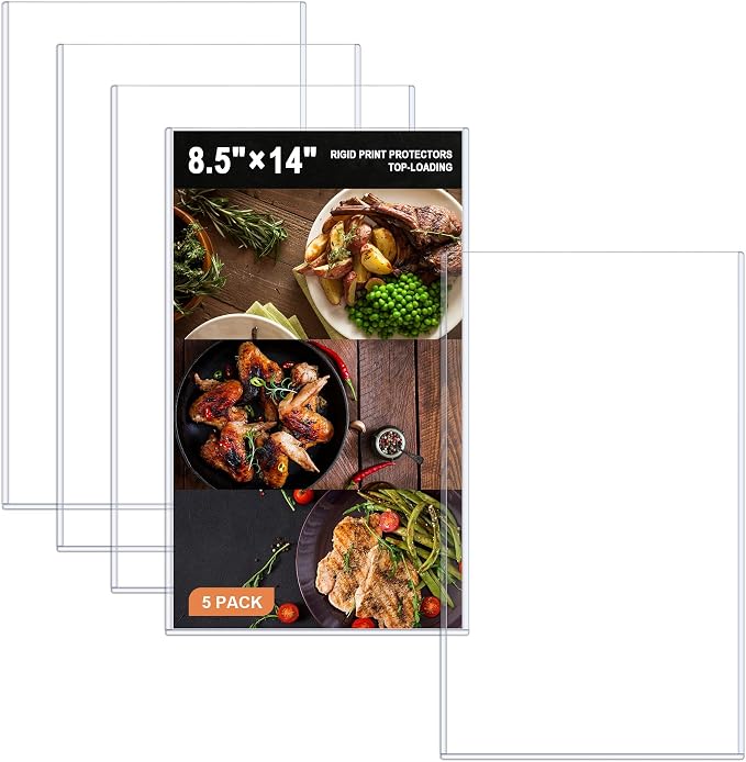 Ndsox 5 Pack 8.5" x 14" Rigid Print Protectors Clear Hard Plastic Page Sheet Protectors Top-Loading Rigid Menu Holders for Legal Size Paper, Documents, Photographs, Posters, Prints, Birth Certificates by NDSOX
