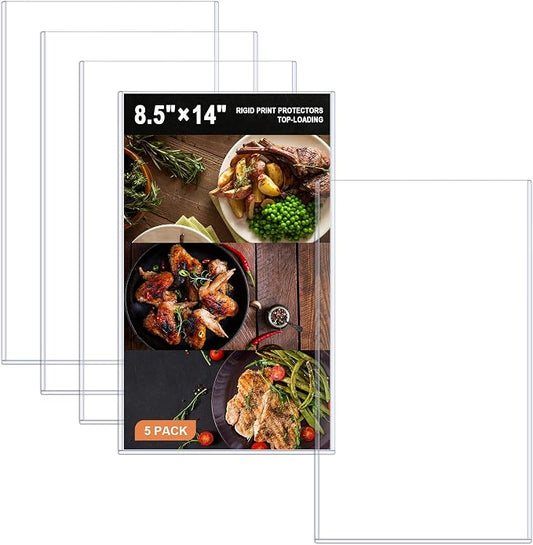 Ndsox 5 Pack 8.5" x 14" Rigid Print Protectors Clear Hard Plastic Page Sheet Protectors Top-Loading Rigid Menu Holders for Legal Size Paper, Documents, Photographs, Posters, Prints, Birth Certificates by NDSOX