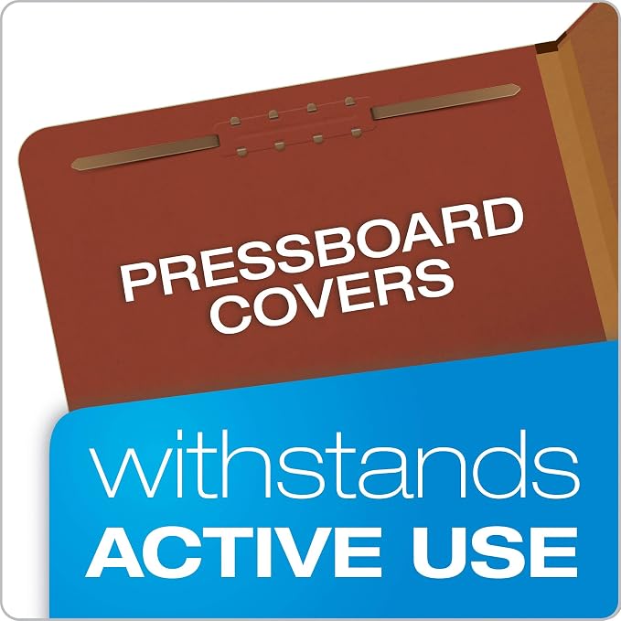 Pendaflex Pressboard Classification File Folders, 3 Dividers, 2" Embedded Fasteners, 2/5 Tab Cut, Letter Size, Red, Box of 10 (1357R) (Pack of 5) - Image 6