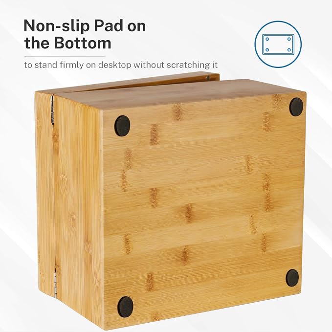 MaxGear Bamboo Business Card Organizer for 5" x 8" Cards | Index Card Holder for Desk, Index Cards Box with A-Z Tabs, Holds 600 Cards, Desktop Organizers for Home, Office - Image 5