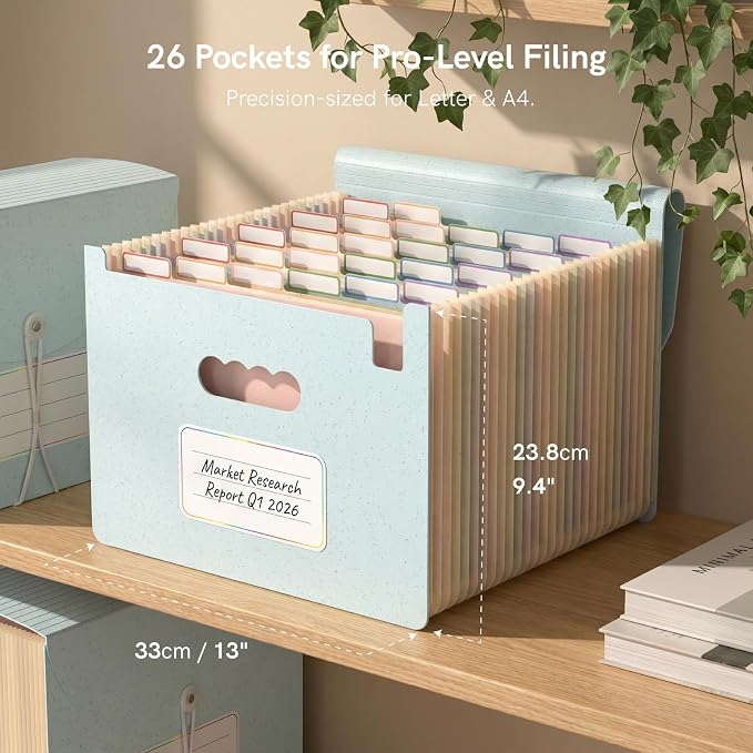 ABC life 26 Pockets Accordion File Organizer, Dusty Blue | Expanding File Folder for Letter/A4 Size, Portable Document Holder with A-Z Tabs for Tax Receipt, School, Home, Office - Image 2