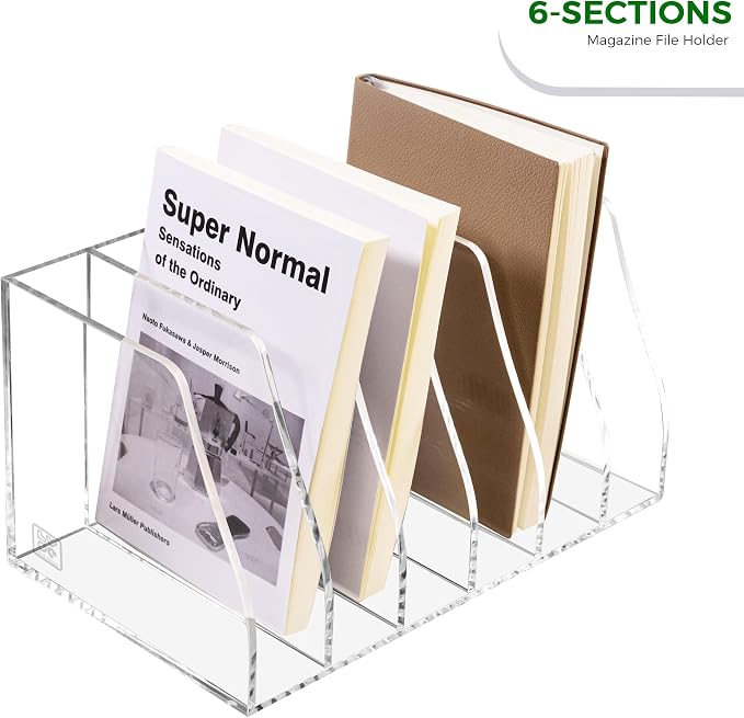 Lovemolly Acrylic Magazine File Holder – 6-Slot Clear Desk Organizer, Vertical Document Sorter for Office, Home & Classroom, No-Assembly Tabletop Rack for Folders, Books & Tablets, 7.09x12.01x6.3 in - Image 5