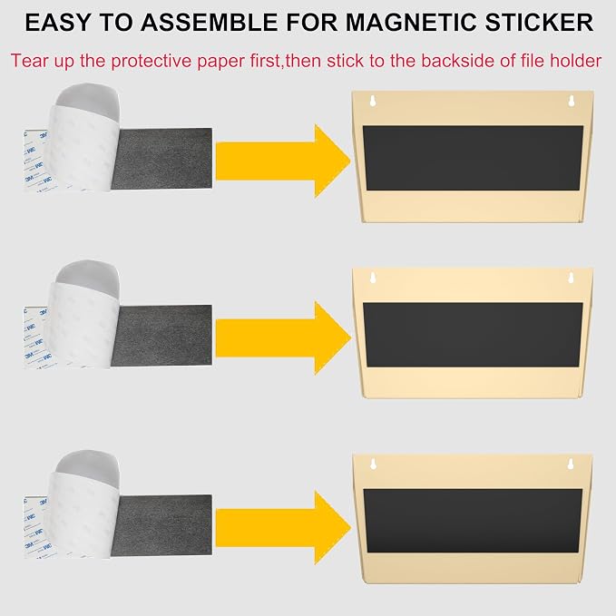 3-Pocket Magnetic File Holder - Wall Mount Mail Organizer (Gold) - Image 6