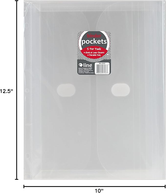 C-Line Side Loading Poly Binder Pockets with 1" Gusset, Clear, 10 Packs of 5 Pockets, 50 Total (57537-10) - Image 7