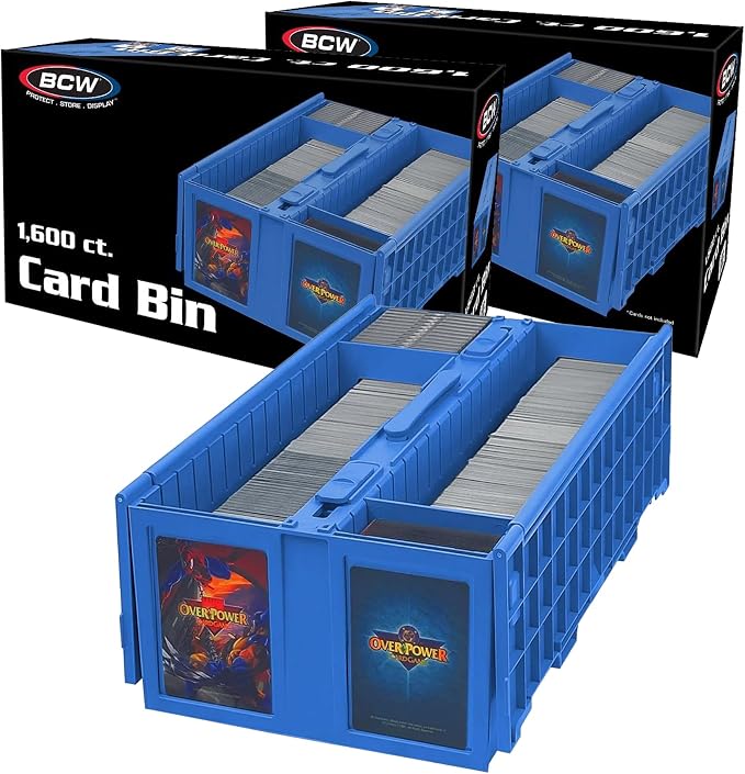 BCW Collectible Card Bin – (2-Pack, Blue) | Holds up to 1600 Cards | Plastic Storage Box for Pokémon, MTG & Sports Cards by BCW
