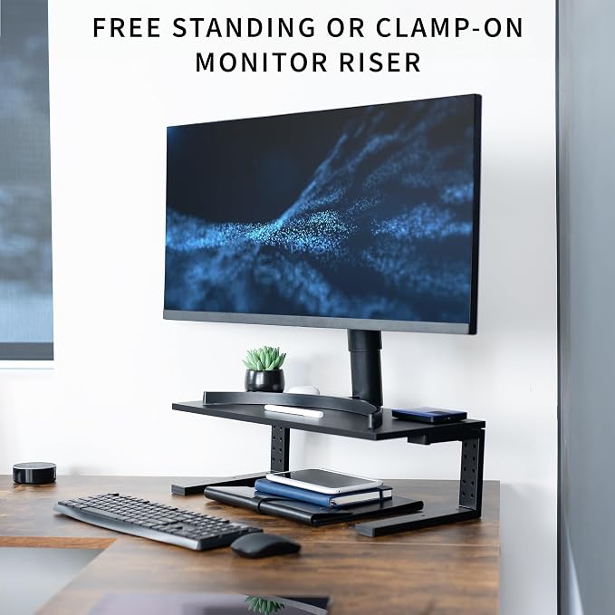 VIVO Clamp-on 22 inch Desk Extension Shelf for Gaming PC, Ergonomic Computer Monitor and Laptop Riser, Printer Stand, Versatile with Freestanding Feet Included, Desktop Organizer, DESK-SHELF22B - Image 6