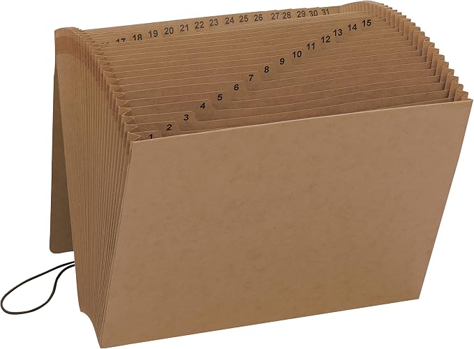 Smead Expanding File with Flap and Cord Closure, 31 Pockets, Daily (1-31), Letter Size, Kraft (70168), (Pack of 6) by SMEAD