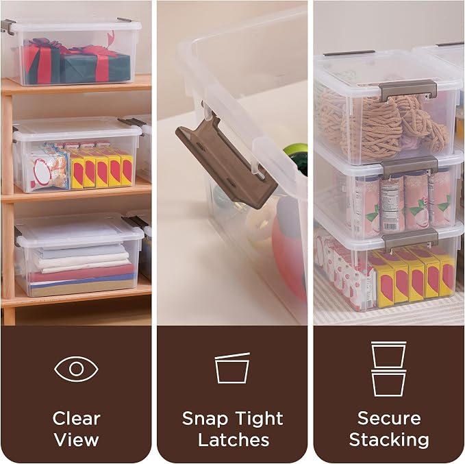 Citylife 17QT Plastic Storage Bins with Lids,5Packs Large Containers | Stackable Box with Locking Latches for Home, Office, Closet & Pantry Organization,Clear - Image 3