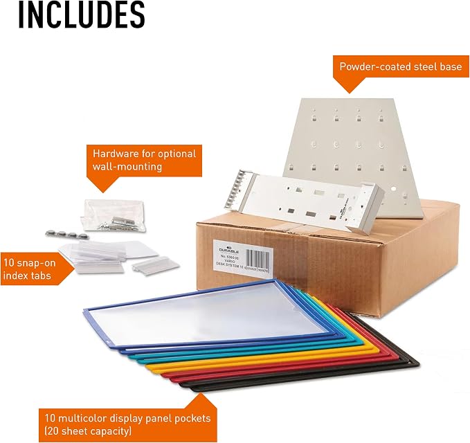 Durable VARIO 20 Pocket Desktop Reference System - Letter Size 10 Double-Sided Panels - Assorted Color Borders - Image 9