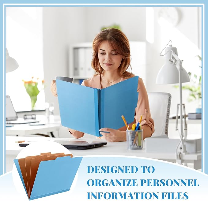 Skyygemm 72 Pcs Classification Folder Letter Size, 3 Divider File,Blue | Back to School Supplies, Pressboard File with Fastener, Expanding Organizer Bulk for School Teacher, Office Employee, Staff - Image 4