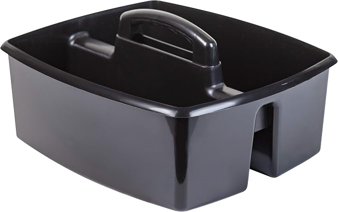 Storex 2-Compartment Large Cleaning Caddy – Multipurpose Supply Organizer with Handle - Black, 1-Pack (00973A06C) - Image 2