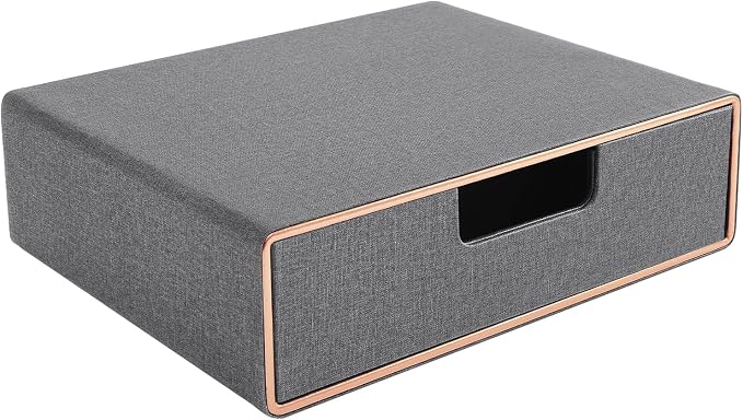Stackable Organizer Drawer PU Leather Classic Handmade,Organize Home Office Desk Accessories and Sort Letter-Size Paper/a4 Document,Desktop Caddy with Drawers Storage,13.1x10x3.7inches,Grey by RHCSZ