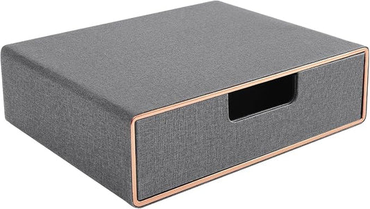 Stackable Organizer Drawer PU Leather Classic Handmade,Organize Home Office Desk Accessories and Sort Letter-Size Paper/a4 Document,Desktop Caddy with Drawers Storage,13.1x10x3.7inches,Grey by RHCSZ