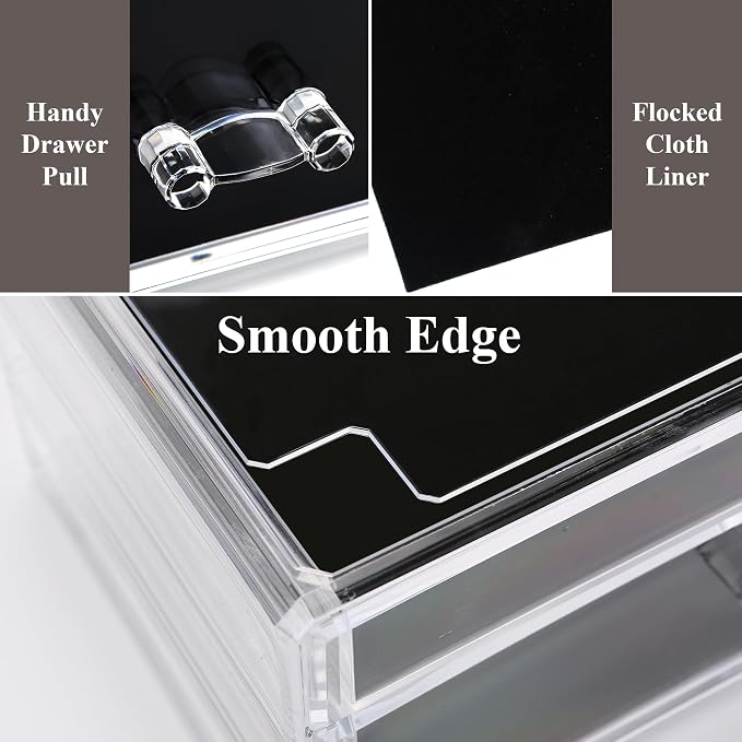 Sea Team 3-Tier Stackable Clear Acrylic Makeup Organizer with Drawers | Multi-Purpose Cosmetic Display Case, Jewelry Storage Box with 8 Drawers, Ideal for Vanity, Dresser, Bathroom, Countertop - Image 7