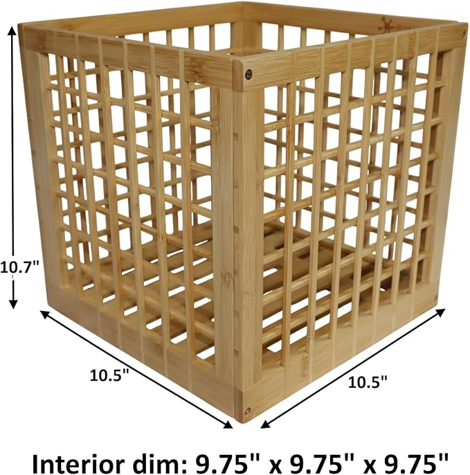 Bamboo Stackable, Cube Storage Bins - Lattice Design 2 Pack (10.5x10.5x10.5) - Image 4