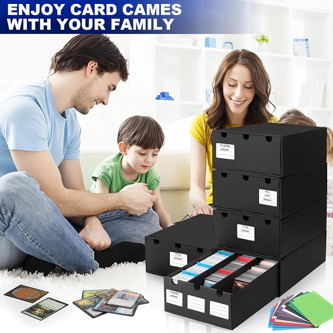 AOBOPLE Trading Card Storage Box,15000+ Cardboard Sports Card Boxes | Bulk Card Boxes with 60 Card Dividers,Labels +Tape,Stackable,Card Organizer for MTG TCG PTCG Sport Cards - Image 6