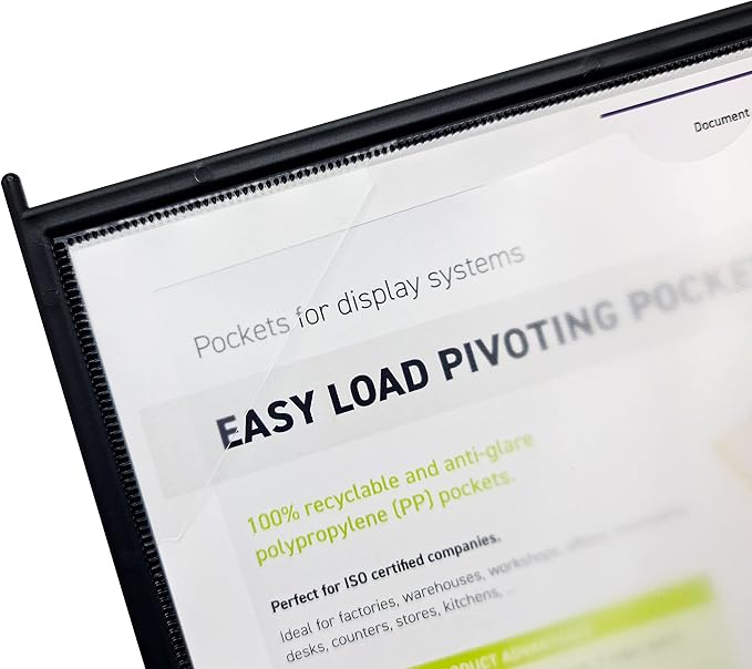 Tarifold Wall Mount Reference System, 10 Pockets, Easy-Load Design, Black | 10 Double-Sided Polypropylene Pockets, Holds 20 Letter-Size Sheets, Sturdy Wall-Mount Bracket, Quick and Easy to Install - Image 4