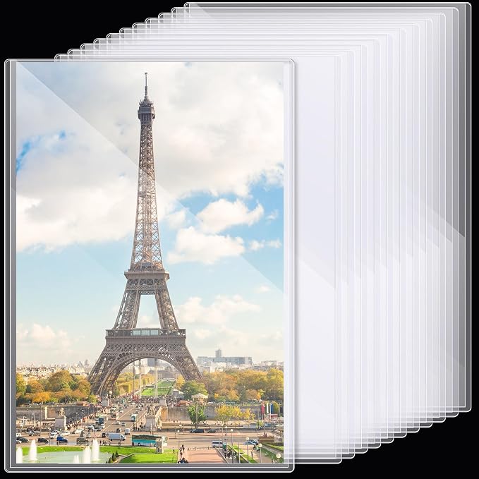 12 Pcs Poster Protector Sleeves 24 x 36 Inch, Clear Plastic Poster Sleeves Frame, Waterproof Rigid Print Sheet Protectors for Art Portfolio Storage, Wall Display, Magazines, Photos, Papers by Henoyso