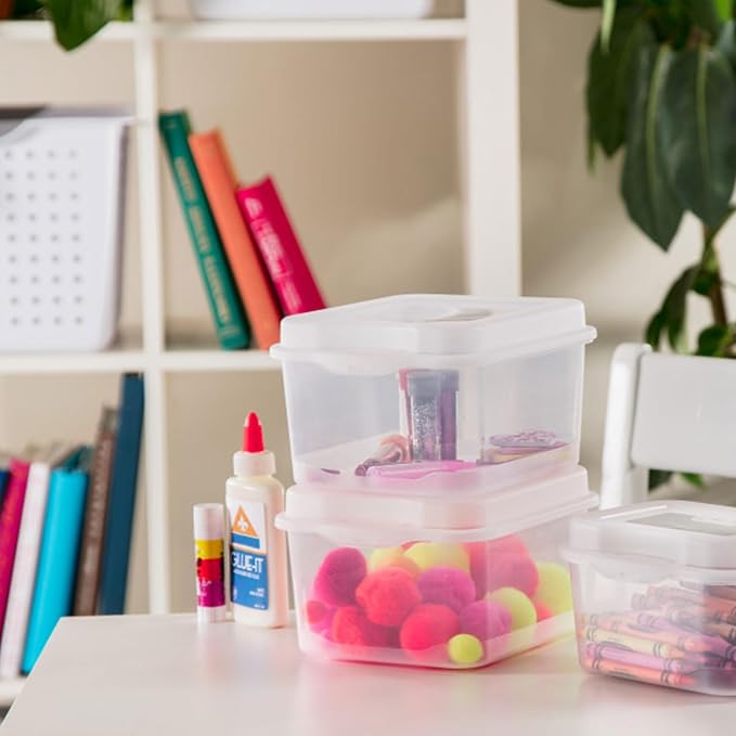 Sterilite 18038612 Small Flip Top Storage Box (24) | Bin with Hinged Lid, Stackable Multipurpose Organizer for Art & Craft Supplies, Accessories, Photos & CDs, Home or Office Use - Image 7