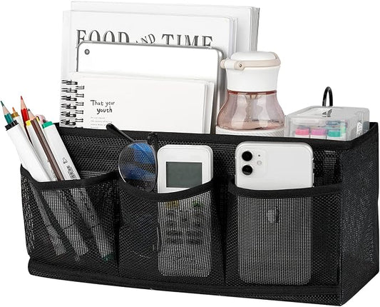 Bedside Caddy Bedside Hanging Organizer Bag with 3 Pockets for Dorm Hospital College Bunk Bed to Storage Books Phones Remote Control (Black) by Fittoway