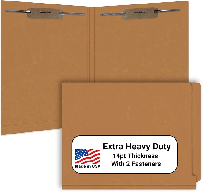 Brown File Folders, Doctor Stuff, Letter Size Reinforced End Tab Folder with 2" Bonded Fastener on Inside Front and Back, 14 pt Stock, Carton of 250 by DoctorStuff