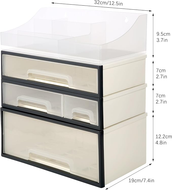 Medicine & Makeup Organizer, Cosmetic & Kitchen Spice Storage - 4 Drawer, 5 Slot Transparent Desktop Stationery Organizer - Image 3