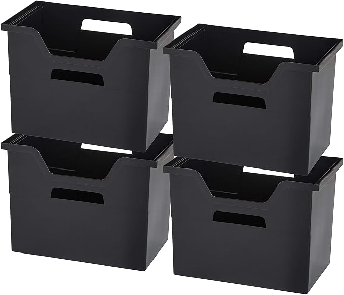 IRIS USA 4-Pack Large Desktop File Box with Open Lid, Black | Organize paperwork, mail, magazines, and office supplies with portable storage for desks, classrooms, and home workspaces - Image 10