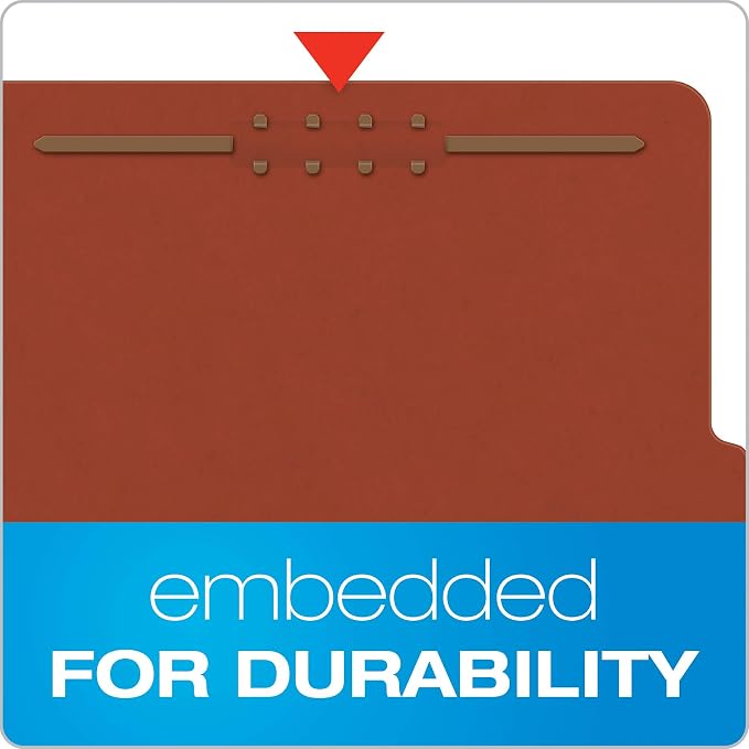 Pendaflex Pressboard Classification File Folders, 3 Dividers, 2" Embedded Fasteners, 2/5 Tab Cut, Letter Size, Red, Box of 10 (1357R) - Image 3