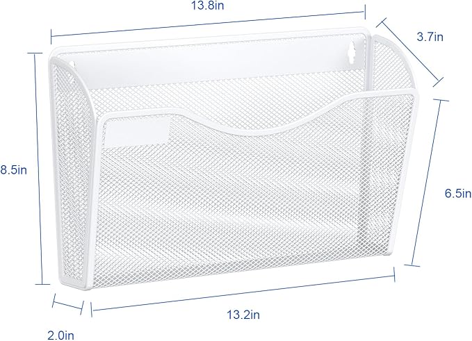 samstar 6 Pack Mesh Wall Mounted File Holder Metal Wall File Pocket Mail Organizer for Office/Home(with Label Panel), White - Image 6