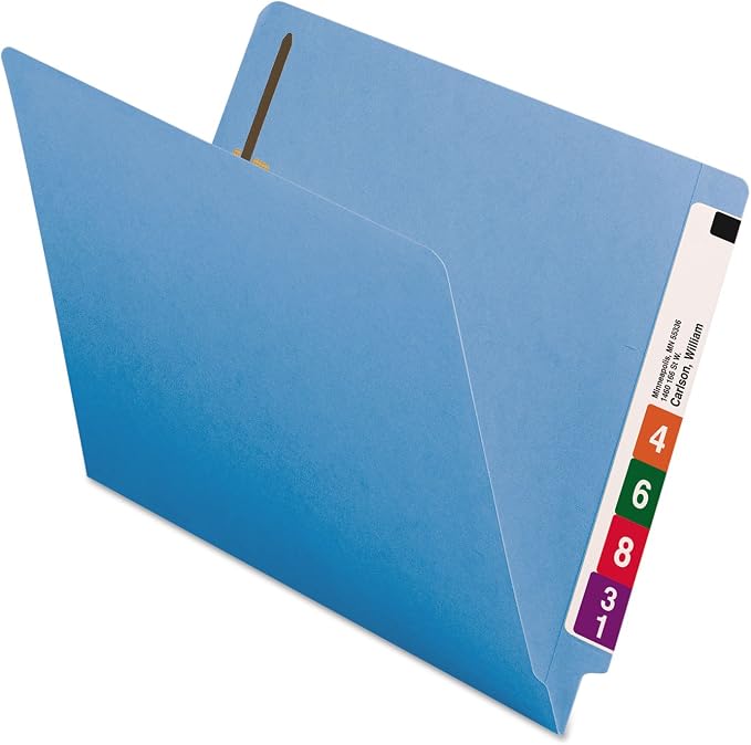 Smead End Tab Fastener File Folder, Shelf-Master® Reinforced Straight-Cut Tab, 2 Fasteners, Letter Size, Blue, 50 per Box (25040) - Image 4