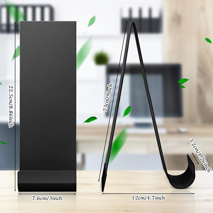 Yaocom 4 Pcs Metal Fancy Brochure Holder Display Flyer Brochure Holder Stand Table Vertical Countertop Literature Organizer for Booklets Pamphlet Magazine Menu Journals(Black) - Image 2