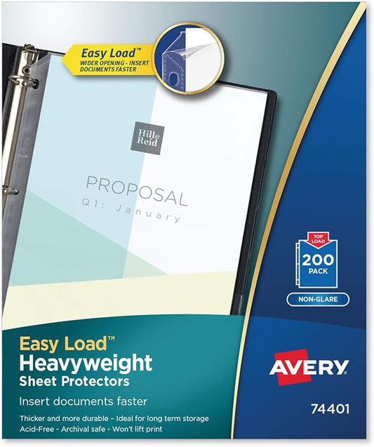 Avery 74401 Heavyweight Sheet Protectors, Letter Size, Non-Glare, 200/BX by Avery