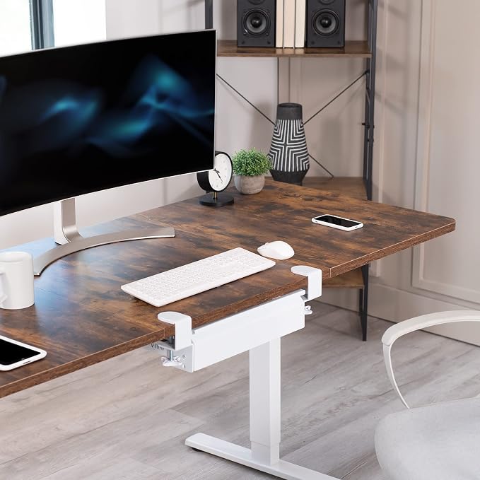 VIVO 16 inch Clamp-On Sliding Pull-out Drawer without Shell for Office Desk, Storage Organizer for Sit Stand Workstation, White, DESK-AC03C-W - Image 9